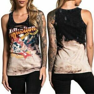 Affliction Where Eagles Dare Split Tank Top‎ Size XS Distressed